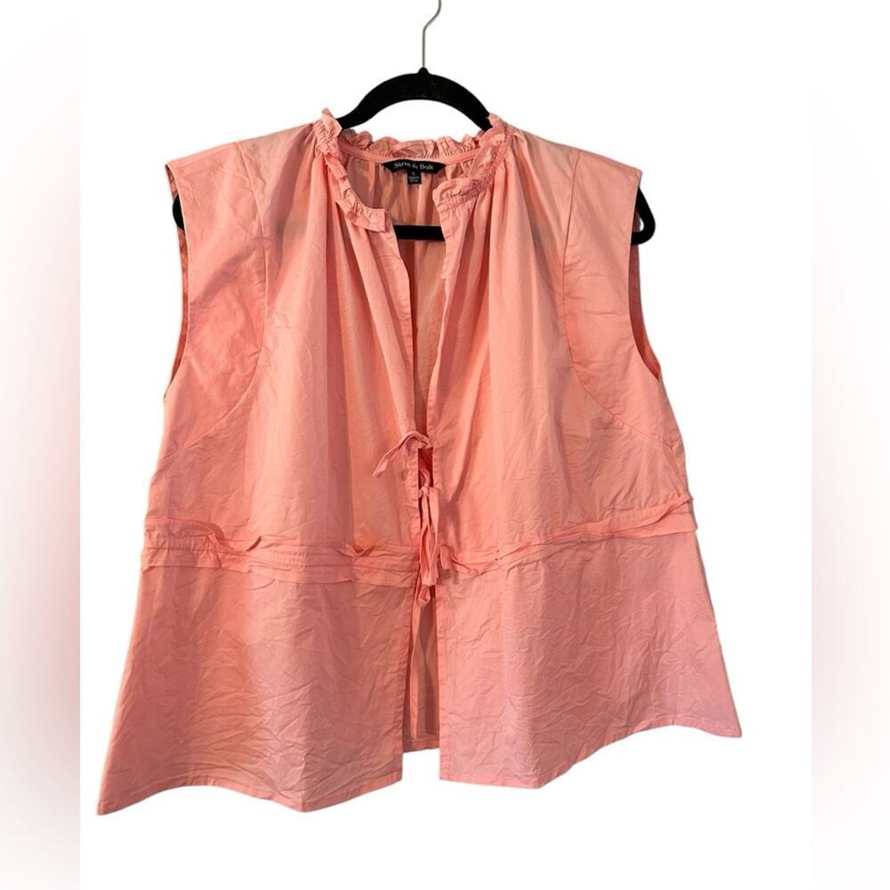 Strut & Bolt Tie Front‎ Sleeveless Blouse Preppy Flirty Lightweight Pink Size S